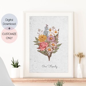 Family Flower Bouquet Birth Month Flower Art | CUSTOM Personalized Gift | Birth Flower Family Bouquet | Digital Download |Christmas Gift