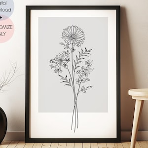 Up to 7 Flowers | Family Flower Bouquet Birth Month Flower Art | CUSTOM Personalized Gift | Birth Flower Family Bouquet | Digital Download