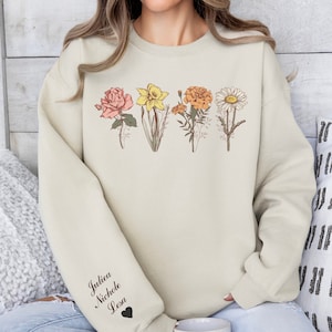 Custom Birth Month Flower Sweatshirt, Birth Flower Sweater, Birth Flower Shirt, Grandma's Garden, Personalized Mom Gift, Grandma  Gift