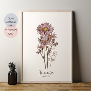 Personalized Birth Flower Gift, Individual Birth Month Flower, Birth Month Flower Art, Personalized Gift, Digital Download