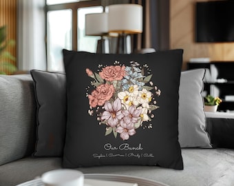 Personalized Birth flower Pillow, Grandmas Garden Pillow, Mother's Day Gift, Birth Flower Gift, Birth Flower Pillow, Grandma Gift, Nana Gift