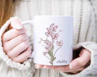 CUSTOM Birth Month Flower Mug, Mother's Day Gift, Bridesmaid Proposal Gifts, Personalized Coffee Mug, Teacher Appreciation Gift,  Mug 11oz