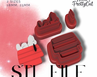 Snoopy Doghouse Clay Cutter STL File, Sharp Embossed Cutters (18mm, 25mm)