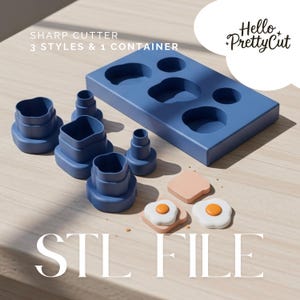 Toast Bread and Egg Studs Clay Cutters STL File, Sharp Edge Clean Cut (Digital Download)
