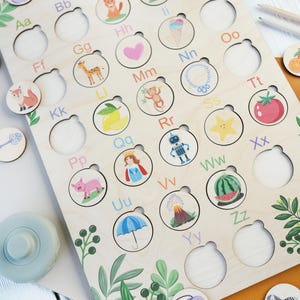 Rompecabezas de madera con letras del alfabeto para niños, juego de combinación con imágenes, juguete de aprendizaje para niños pequeños, rompecabezas de letras Montessori, idea de regalo para preescolar