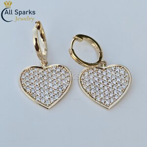 Natural 1.31 Ct Lab Grown Diamond Heart Huggie Hoop Earrings 14K Solid Yellow Gold Wedding Jewelry, CVD Diamond Earrings, Anniversary Gift