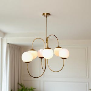 Modern Handmade Brass Chandelier Ceiling Light Lamp ,  CAFE Globe Chandelier Entrance Hall Dining Lounge Ceiling Light Pendant