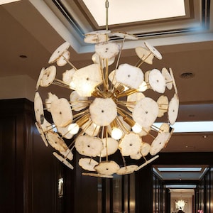 Mid Century Agate Sputnik Chandelier , Modern STELLAR Agate Starburst Chandelier