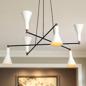 6 light Mid Century Stilnovo Chandelier Ceiling Light Pendant Lamp , Modern Contemporary ALTERNER Ceiling Pendant Lighting Dining Entrance