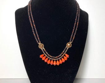 Autumn Necklace, Brown and Orange Bead Necklace