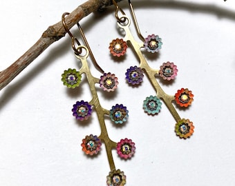 Flower & Rhinestone Earrings
