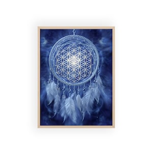 Dreamcatcher Wooden Frame Poster | Ethereal Wall Art, Boho Decor, Gift for Him/Her, Home Office Decoration, Spiritual Art