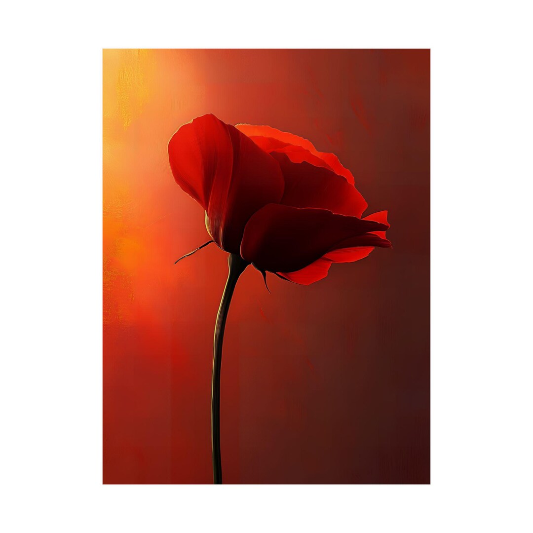 Elegant Red Rose Satin Poster, Floral Wall Art - Etsy