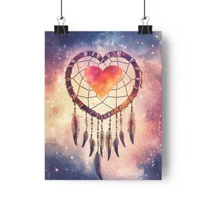 Dreamcatcher Heart Giclée Art Print, Boho Wall Decor, Home Aesthetic Art, Gift for Dreamer, Spiritual Art, Colorful Home Decor
