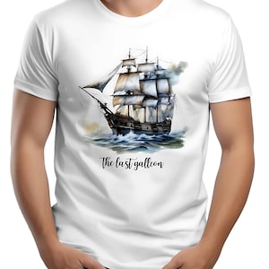 T シャツ The Last Galleon – Navire Ancien Aquarelle、T シャツ ユニセックス パイレーツ ヴィンテージ、Bateau à Voile、Cadeau Marin ou Aventurier