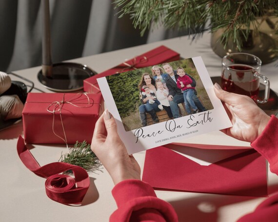 Christian Christmas Card Template | Interactive Canva Holiday Card | Printable Faith Photo Card 5x7 4x6 Avery Modern Design | Names of God by NaptimeVillage