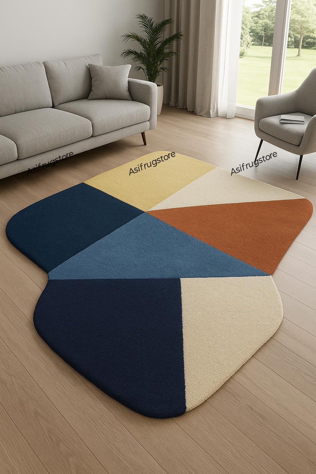 Modern Irregular Shape Color Block Area Rug | Hand Tufted Contemporary ...