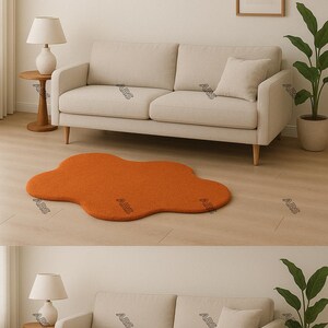 Organic Shape Rug – Single Piece Only | Irregular Cloud Shape Solid Color Rug | Handmade Minimal Accent Carpet 5x5 ,6x6, 7x7