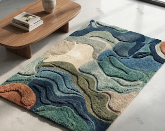 Handmade Abstract Wool Rug | Multicolor Stone-Inspired Design