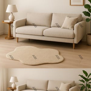 Organic Shape Rug – Single Piece Only | Irregular Cloud Shape Solid Color Rug | Handmade Minimal Accent Carpet 5x5 ,6x6, 7x7