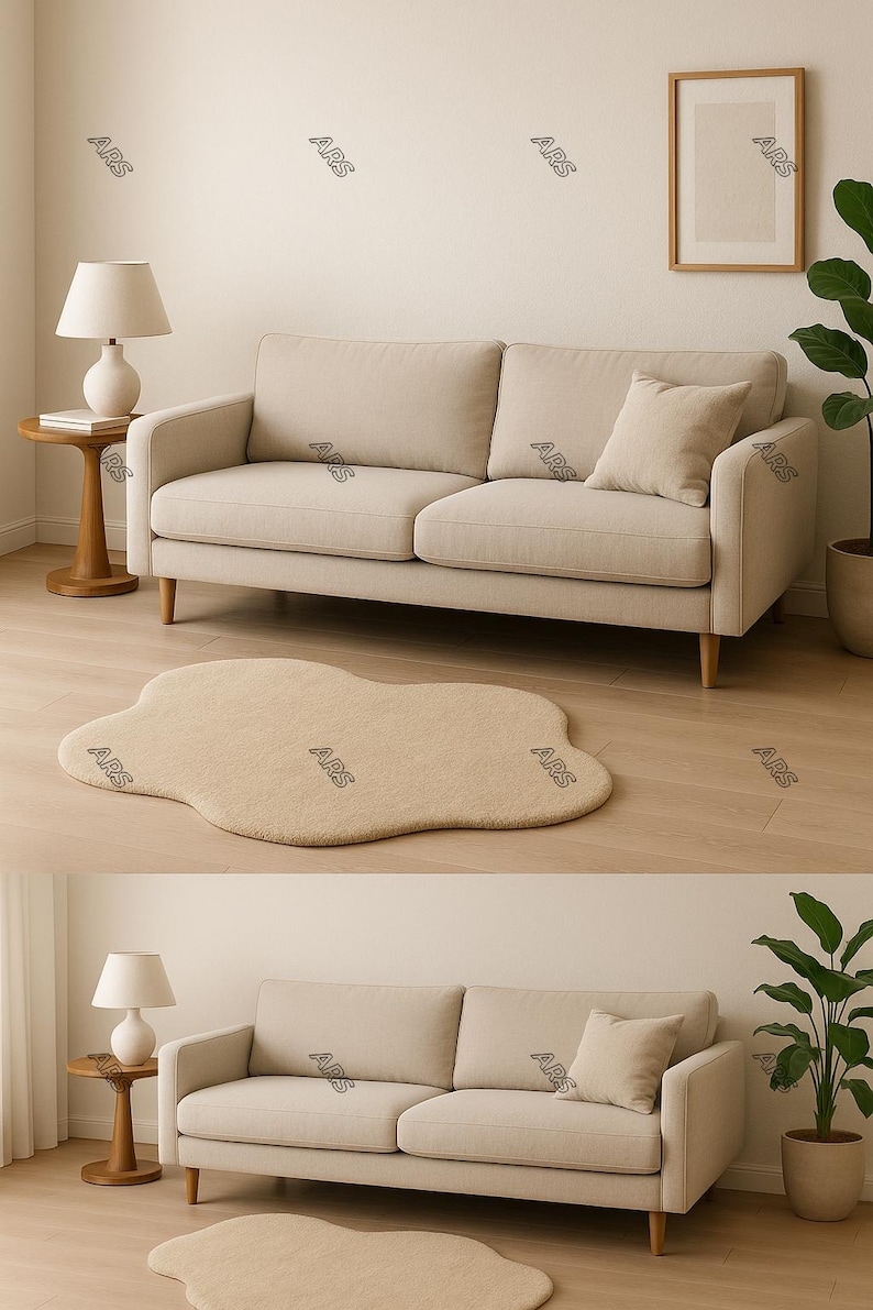 Organic Shape Rug – Single Piece Only | Irregular Cloud Shape Solid Color Rug | Handmade Minimal Accent Carpet 5x5 ,6x6, 7x7