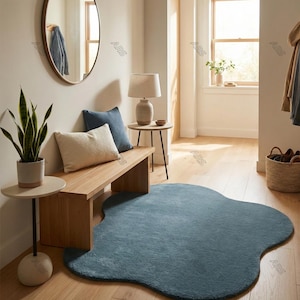 Organic Shape Rug – Single Piece Only | Irregular Cloud Shape Solid Color Rug | Handmade Minimal Accent Carpet 5x5 ,6x6, 7x7