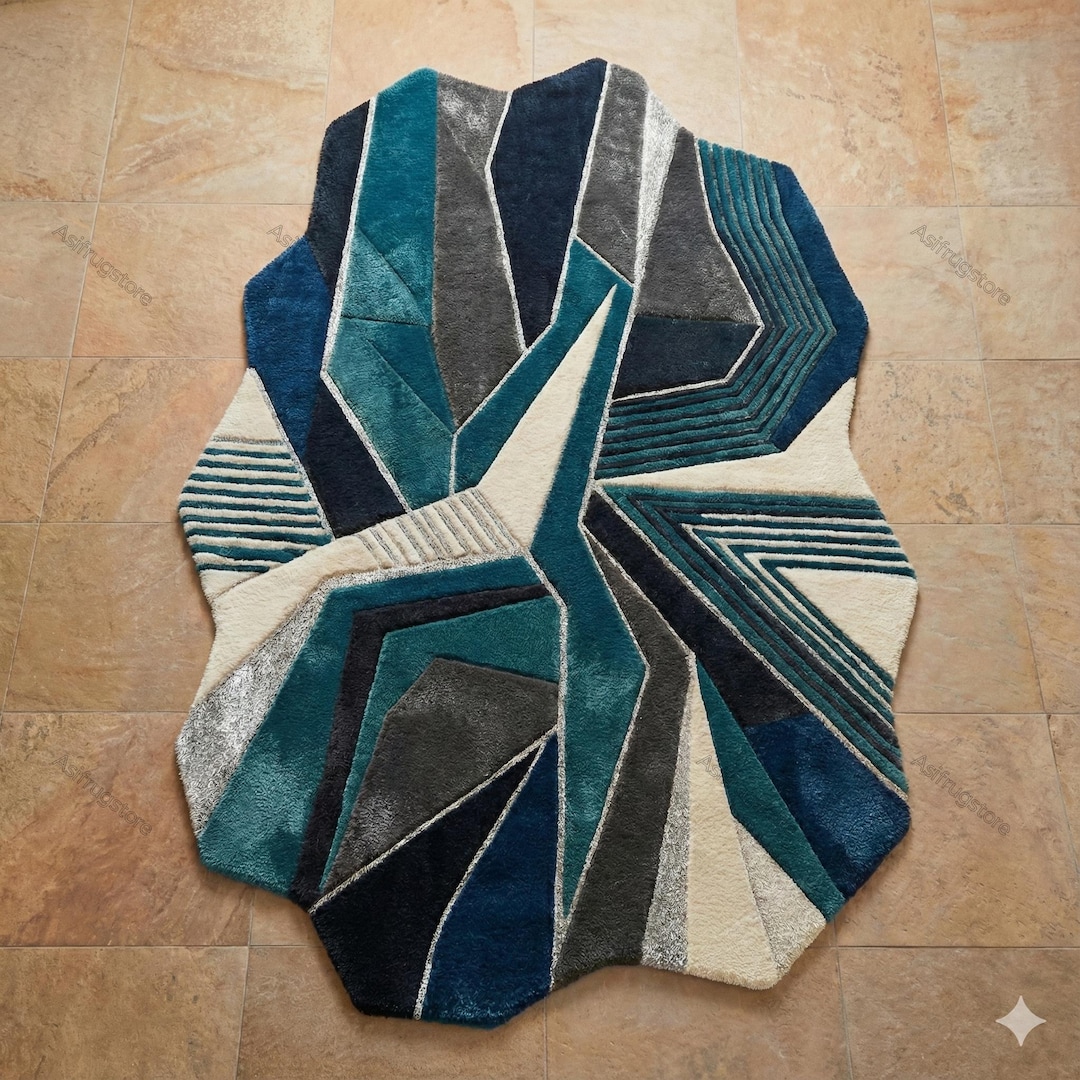 Shpe Rugs Modern Geometric Rug | Irregular Shape Abstract Carpet | Handmade ...