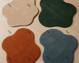 Organic Shape Rug – Single Piece Only | Irregular Cloud Shape Solid Color Rug | Handmade Minimal Accent Carpet 5x5 ,6x6, 7x7