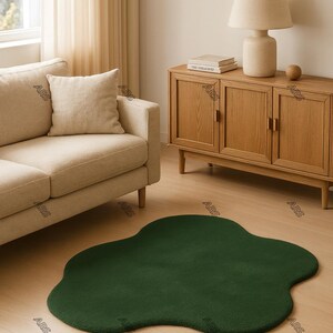 Organic Shape Rug – Single Piece Only | Irregular Cloud Shape Solid Color Rug | Handmade Minimal Accent Carpet 5x5 ,6x6, 7x7