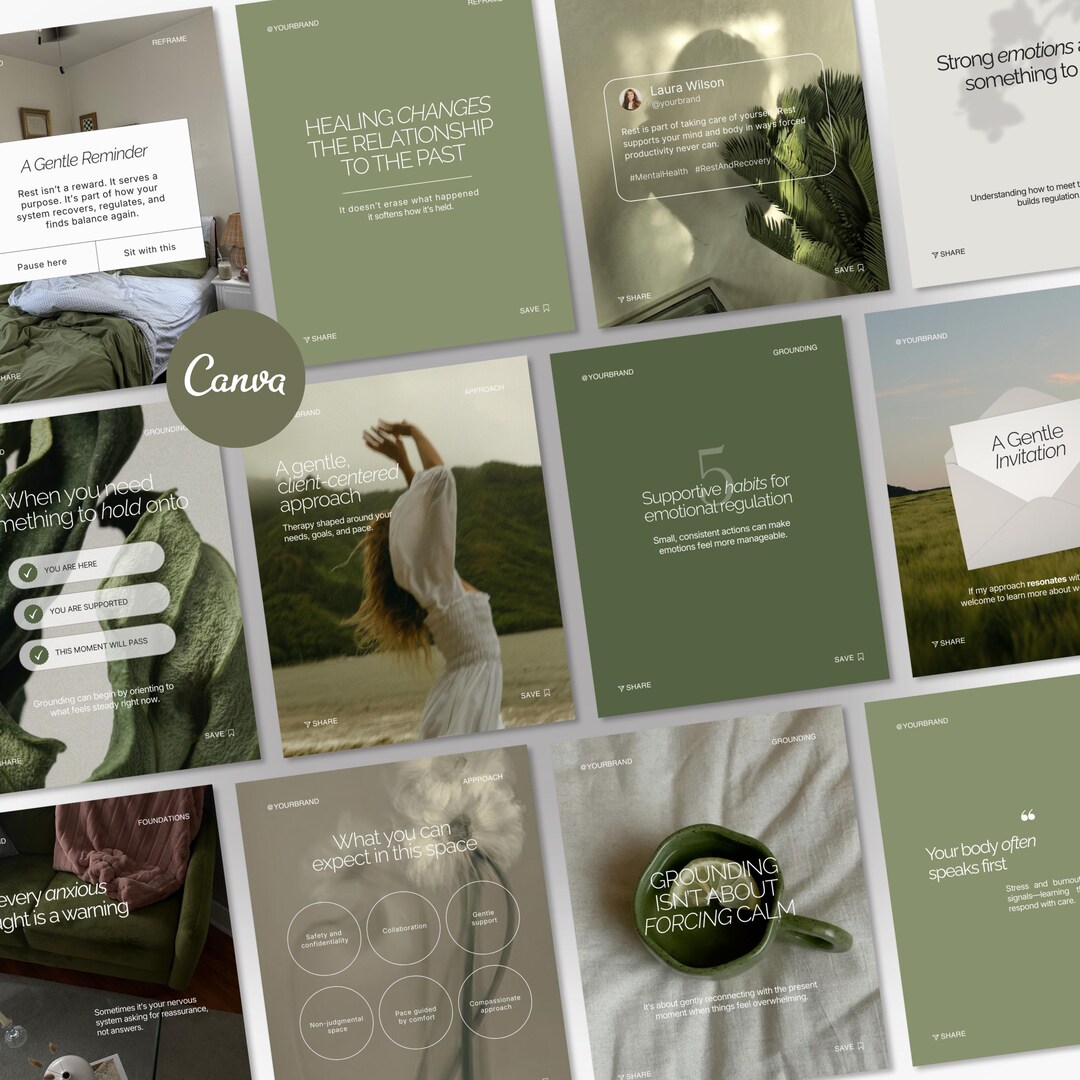 Therapist Instagram Post Templates | Mental Health Counseling Content ...
