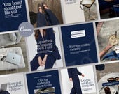 Blue Instagram Post Templates, Social Media Manager Canva Posts Bundle, Editable Digital Download