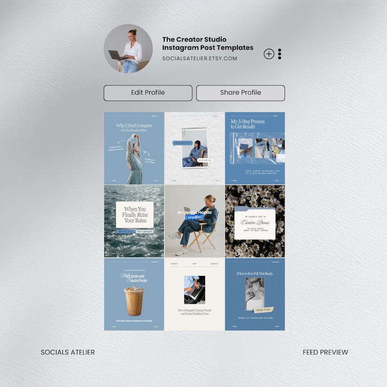Canva-mallar för sociala medier, Instagram-inlägg för kursskapare, Modern Blue Content Kit bild 2