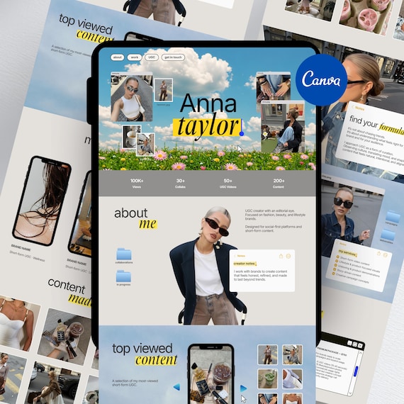 UGC Portfolio Canva Website | Editable Landing Page for Content Creators (Instant Download)