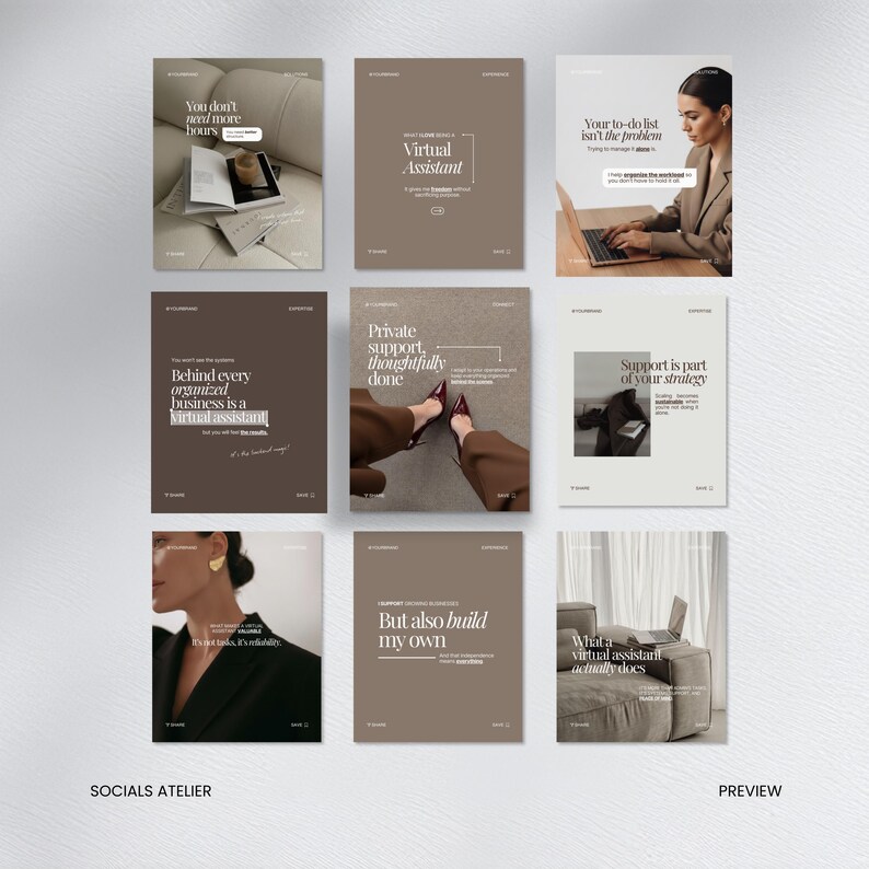 Virtual Assistant Instagram Templates, VA Content Bundle for Service Providers, Remote Work Social Media Templates image 12
