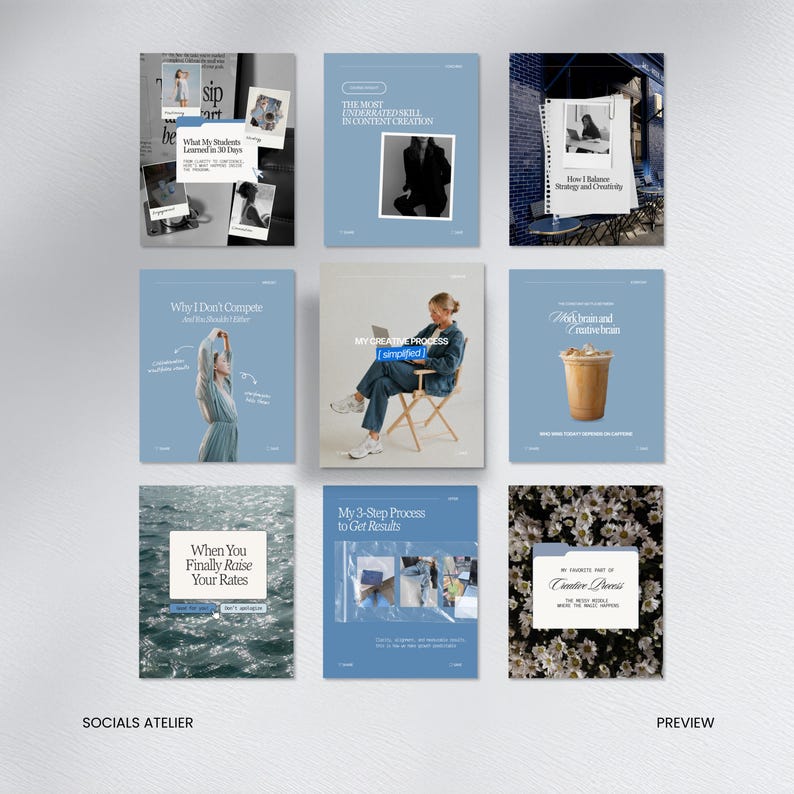 Canva-mallar för sociala medier, Instagram-inlägg för kursskapare, Modern Blue Content Kit bild 12