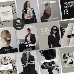 Business Coach Instagram Templates, Neutral Coaching Content Bundle, Canva Social Media Pack