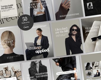 Business Coach Instagram Templates, Neutral Coaching Content Bundle, Canva Social Media Pack