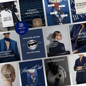 Instagram-sjablonen voor businesscoaches, Blue Editorial Coaching Content Bundle, Canva Social Media Pack