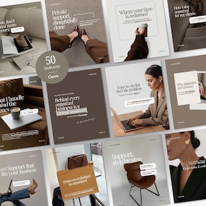 Virtual Assistant Instagram Templates, VA Content Bundle for Service Providers, Remote Work Social Media Templates
