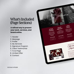 Burgundy Canva Website Template | Business Coach & Girl Boss Landing Page | Link in Bio image 3