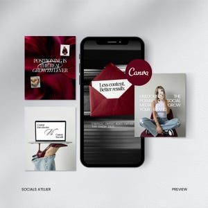 Business Coach Instagram Templates, Burgundy Editorial Coaching Content Bundle, Course Creator Social Media Posts image 11