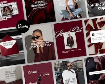 Burgundy Coaching Instagram Templates | Canva Social Media Pack for Business Coach | Instant Download