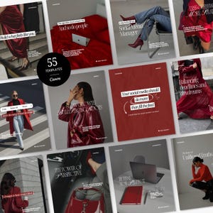 Modelos para Instagram para Gestores de Redes Sociais, Publicações do Canva para Marcas Pessoais, Estilo Editorial Vermelho