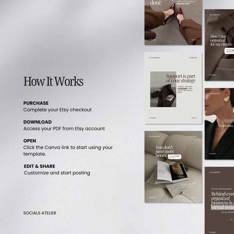 Virtual Assistant Instagram Templates, VA Content Bundle for Service Providers, Remote Work Social Media Templates image 8