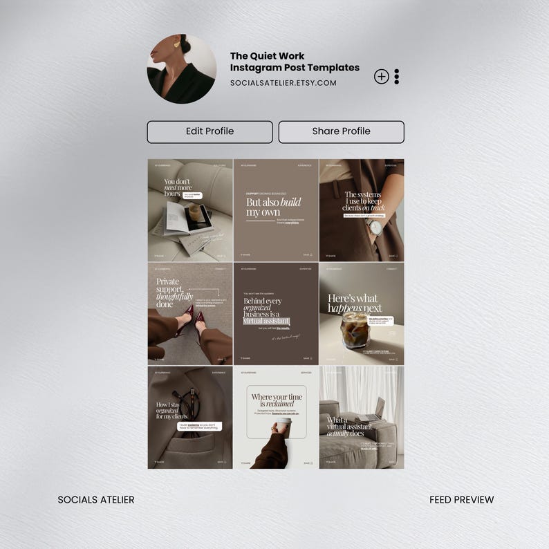 Virtual Assistant Instagram Templates, VA Content Bundle for Service Providers, Remote Work Social Media Templates image 2