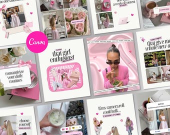 Pink Canva Instagram Post | Content Creator Canva Social Media Kit | That Girl Templates