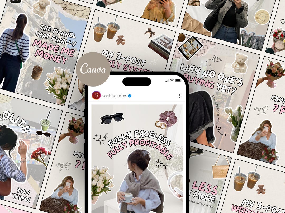 Instagram Carousel Templates Canva PLR | Animated Neutral Aesthetic ...
