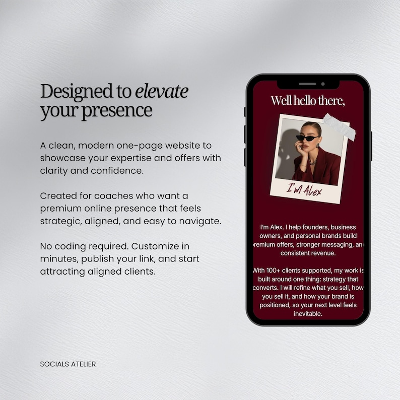 Burgundy Canva Website Template | Business Coach & Girl Boss Landing Page | Link in Bio image 4
