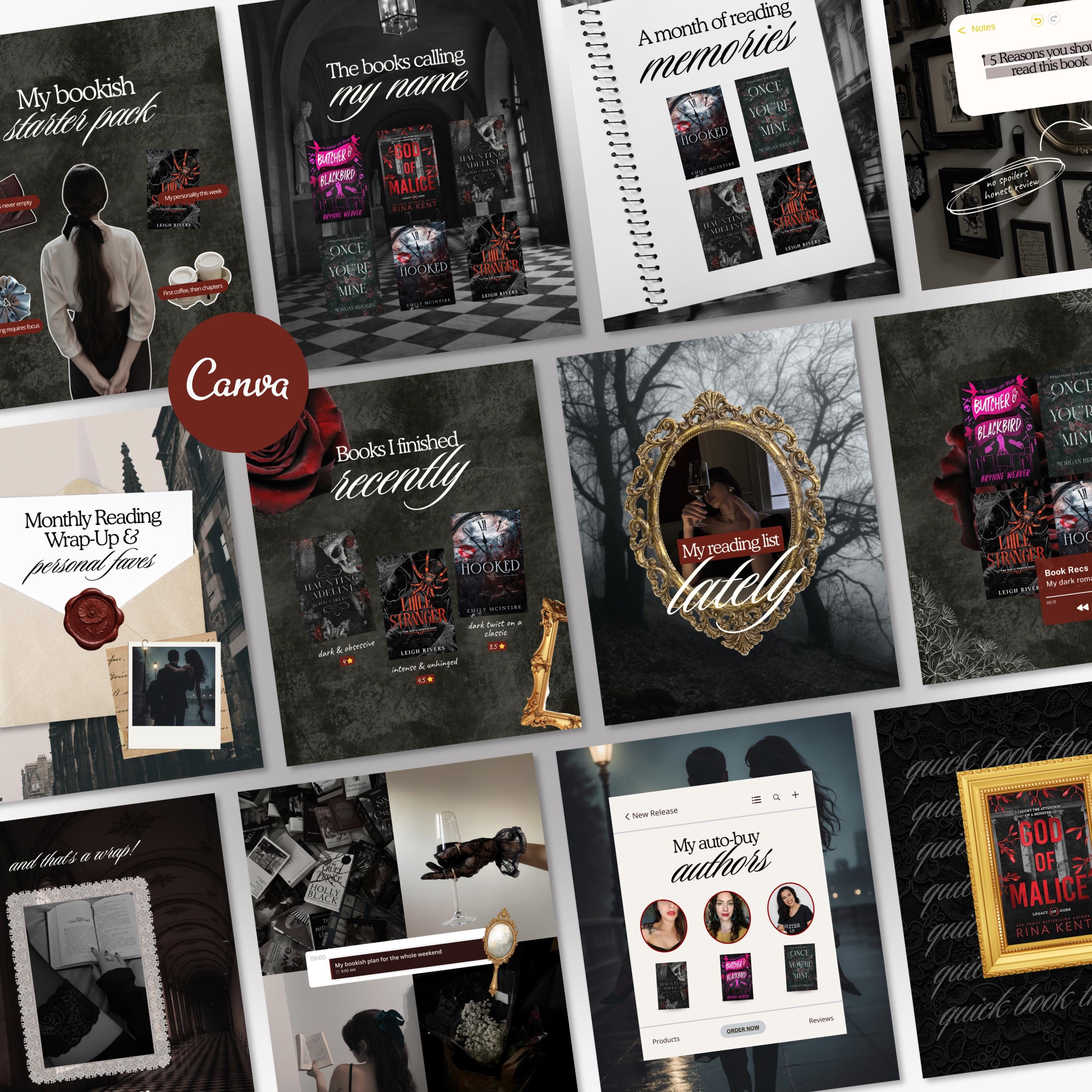 Dark Romance Bookstagram Templates | Canva Instagram Posts for Book ...
