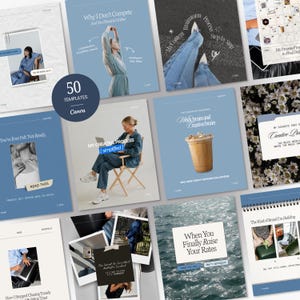 Canva-sjablonen voor social media managers, Instagram-berichten voor cursusmakers, moderne blauwe contentkit